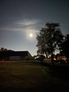 der Vollmond scheint mitten in der Nacht